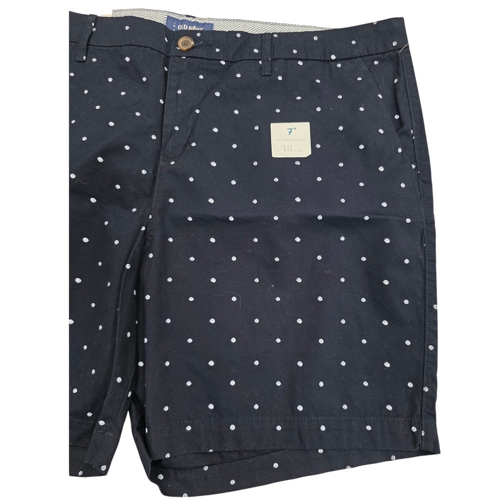 Old Navy Everyday Short Navy Blue Blue Polka Dot Chino Shorts Sze 16 7in Inseam - Picture 6 of 9